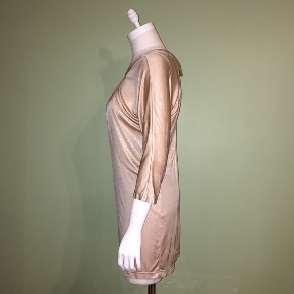 BCBGMAXAZRIA GOLD METALLIC JERSEY REVERSIBLE DRESS Size XS - Picture 11 of 16